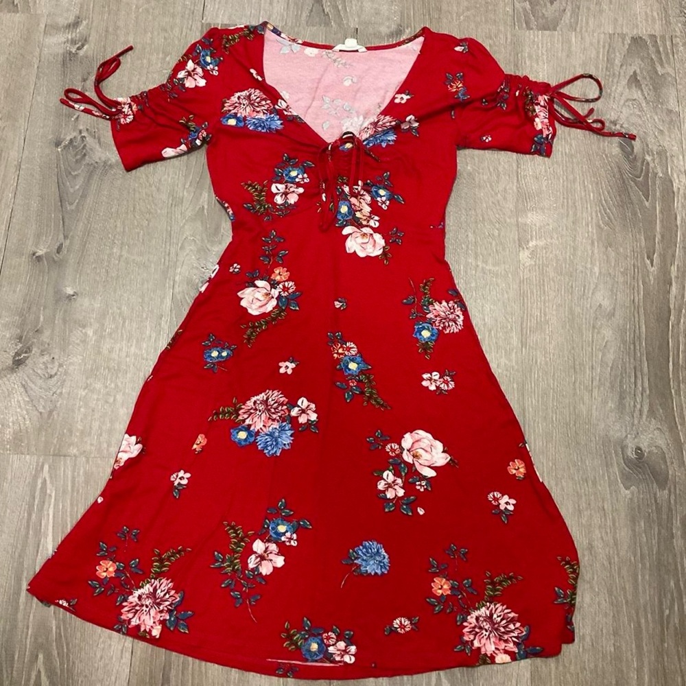 Floral Red Dress